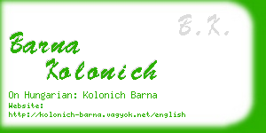 barna kolonich business card